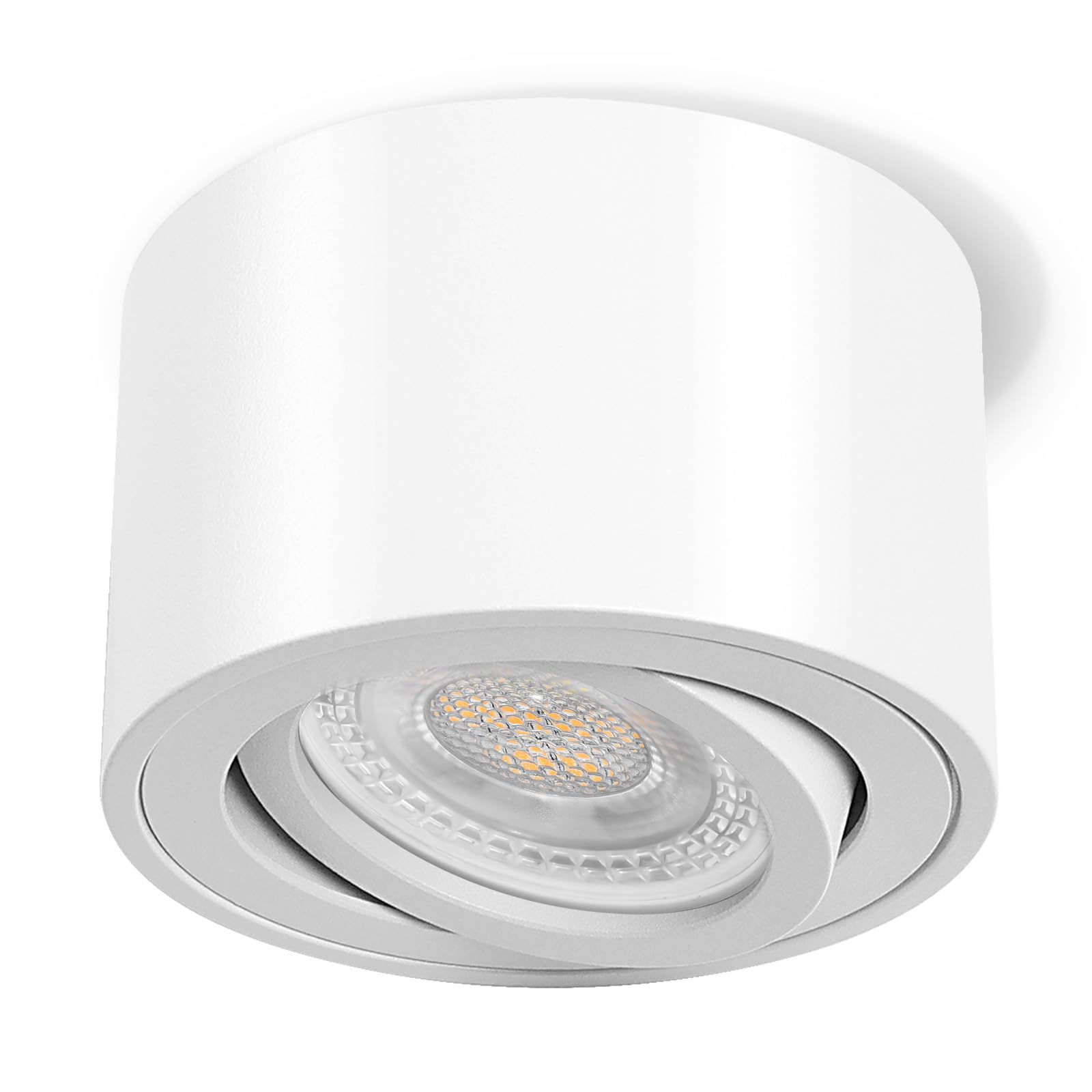 GeyouLux 1x Faretti LED Soffitto - Orientabile - Ø80x50mm Extra Piatto & Inclinabile a 38° - 5W 500LM 4000K - Con Modulo LED 230V Incluso - Alluminio - Faretto LED Interno, Lampada da Soffitto（Bianco）