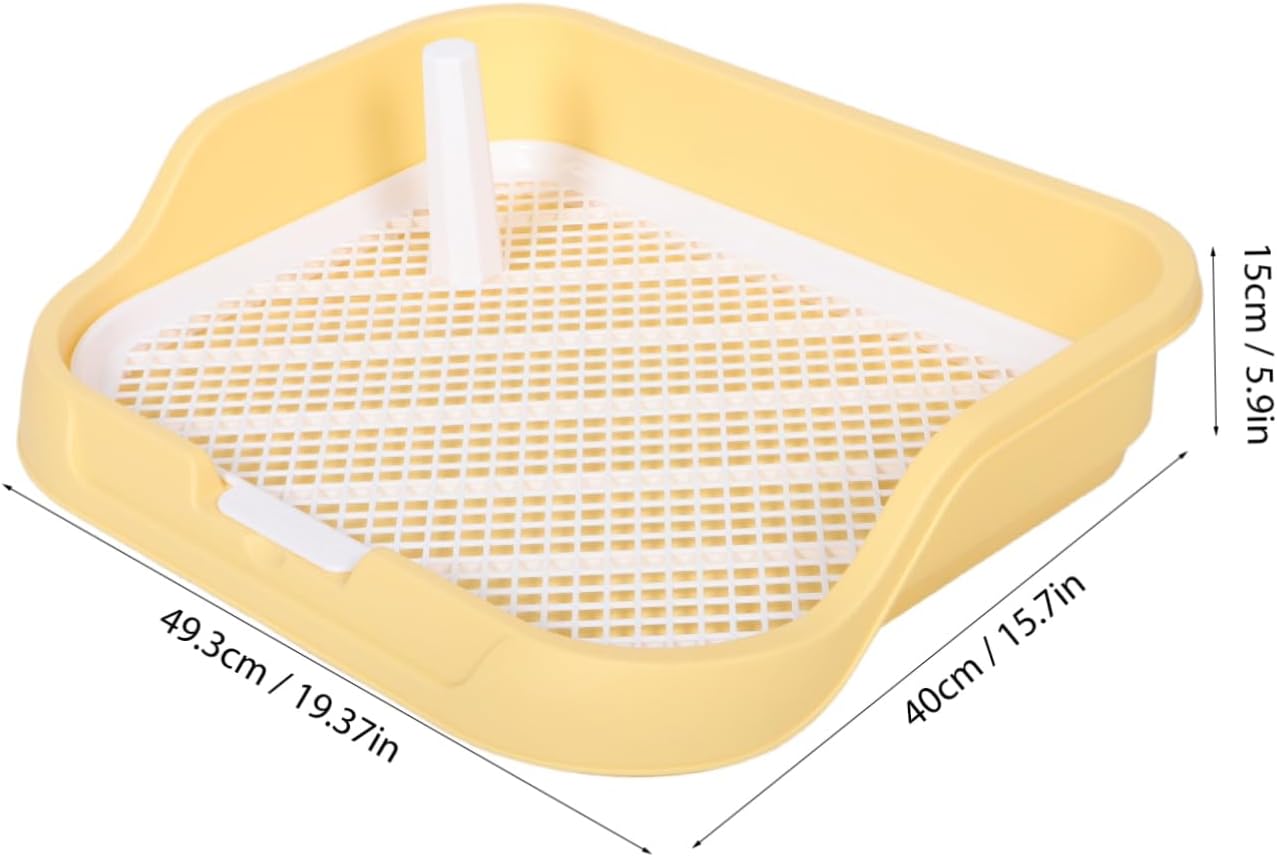 BESTonZON Dog Potty Tray with Removable Post and Raised Sides Indoor Pet Toilet for for Potty Training with Detachable Fence