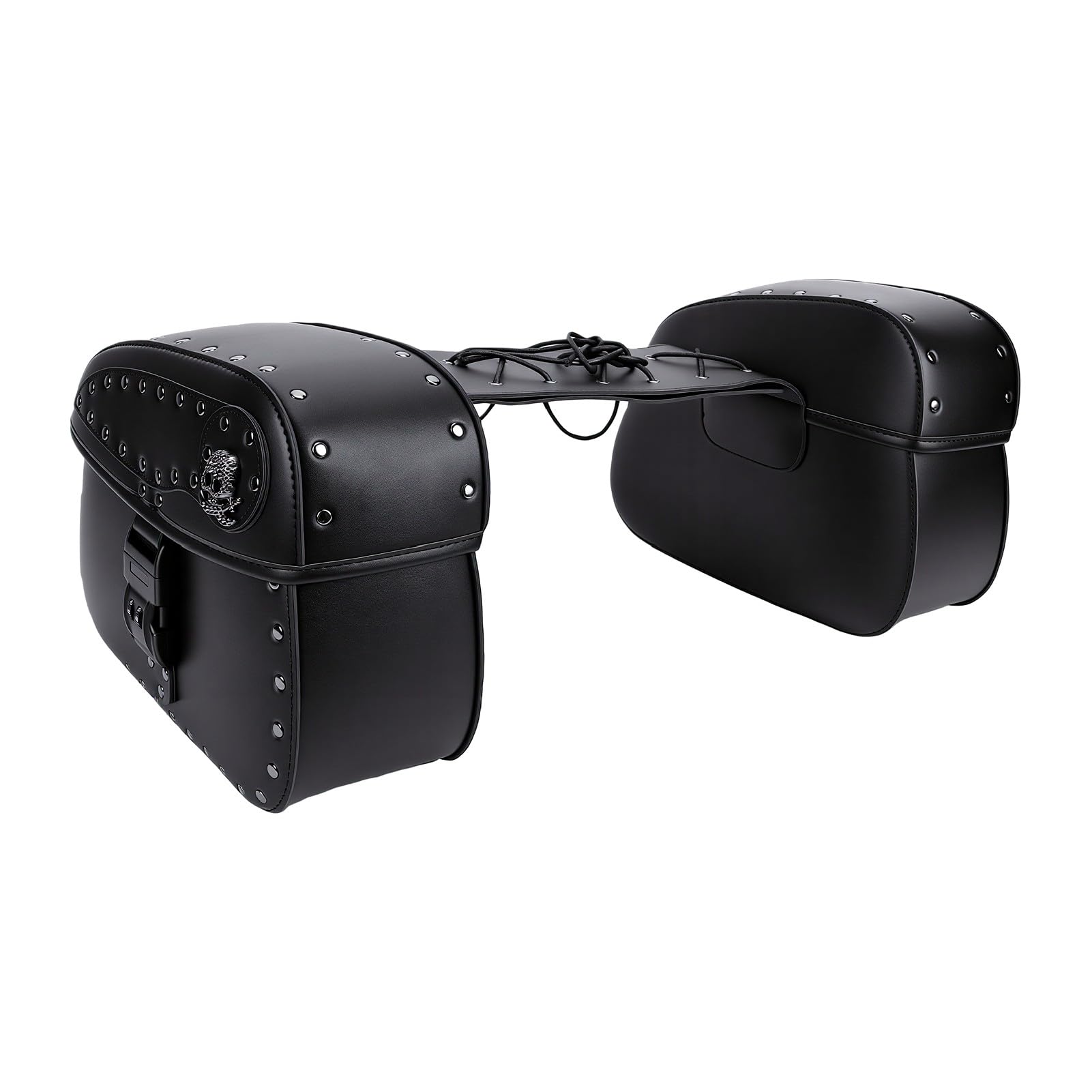 Yctze Borse Laterali Moto, 30L Grande capacità, Pelle PU Impermeabile, per | Compatibilità Universale per V STAR 250, Nightster Special, Breakout e Shadow Aero. Borse Laterali Nere con Cinghie