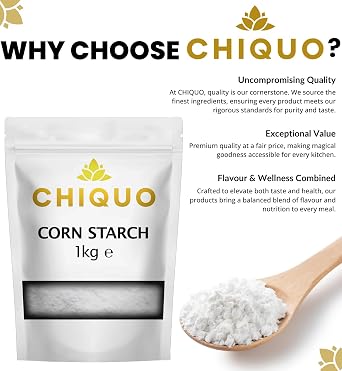 Chiquo Corn Starch 1kg | Vegan-Friendly & Non-GMO | Perfect Thickener for Soups, Sauces, Gravies, Baking & Desserts | Resealable Pack for Freshness