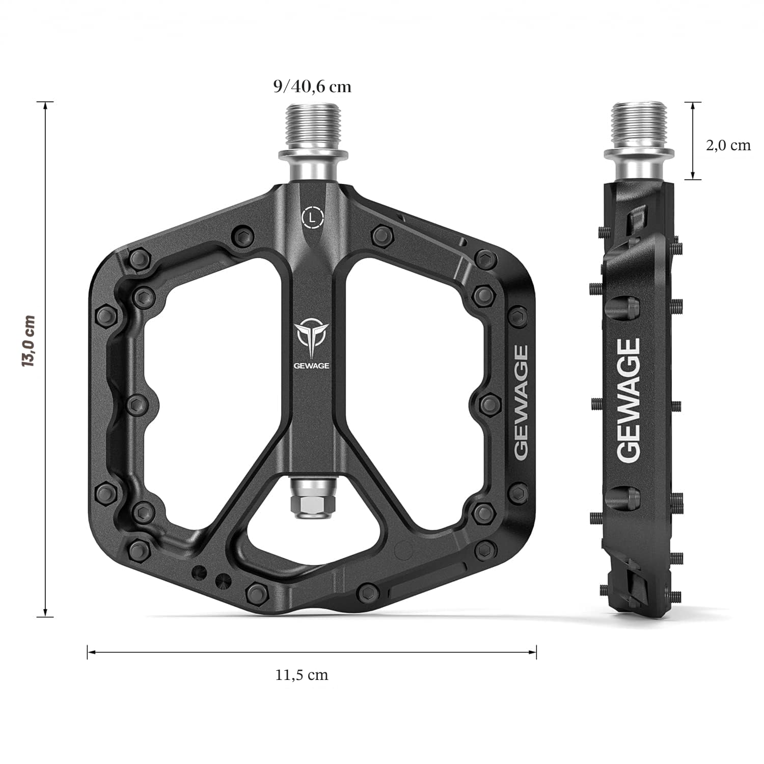 GEWAGE Pedali per mountain bike, pedali in fibra di nylon antiscivolo MTB, pedali per bicicletta da 9/16", pedali a piattaforma piatta leggeri e larghi