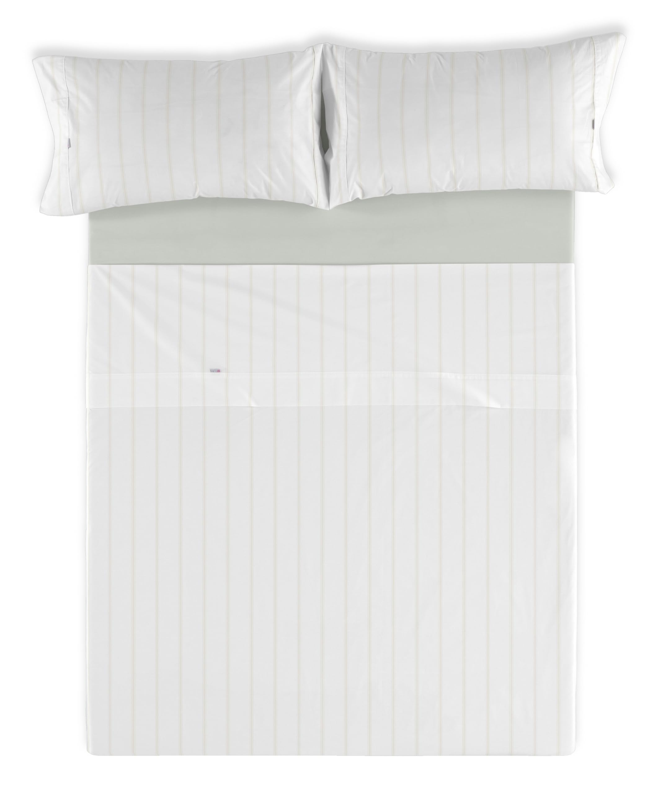 Juego de sábanas de algodón Rita color piedra. Cama de 105 cm. 3 piezas