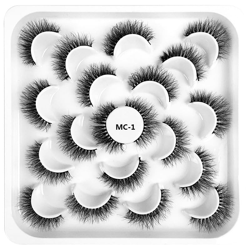 Namzi 10 Pairs Wispy Faux Mink Lashes Cils Yeux Volumineux Aspect Naturel Volume 8D Faux Cils ，MC-1