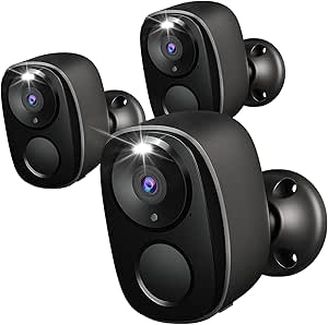 3Pack Security Cameras Wireless Outdoor, 2K Battery Powered WiFi Security Indoor Camera with Spotlight & Siren Alarm, 2-Way Audio, Color Night Vision, AI Detection for Home Security, Works/Alexa asin的图片