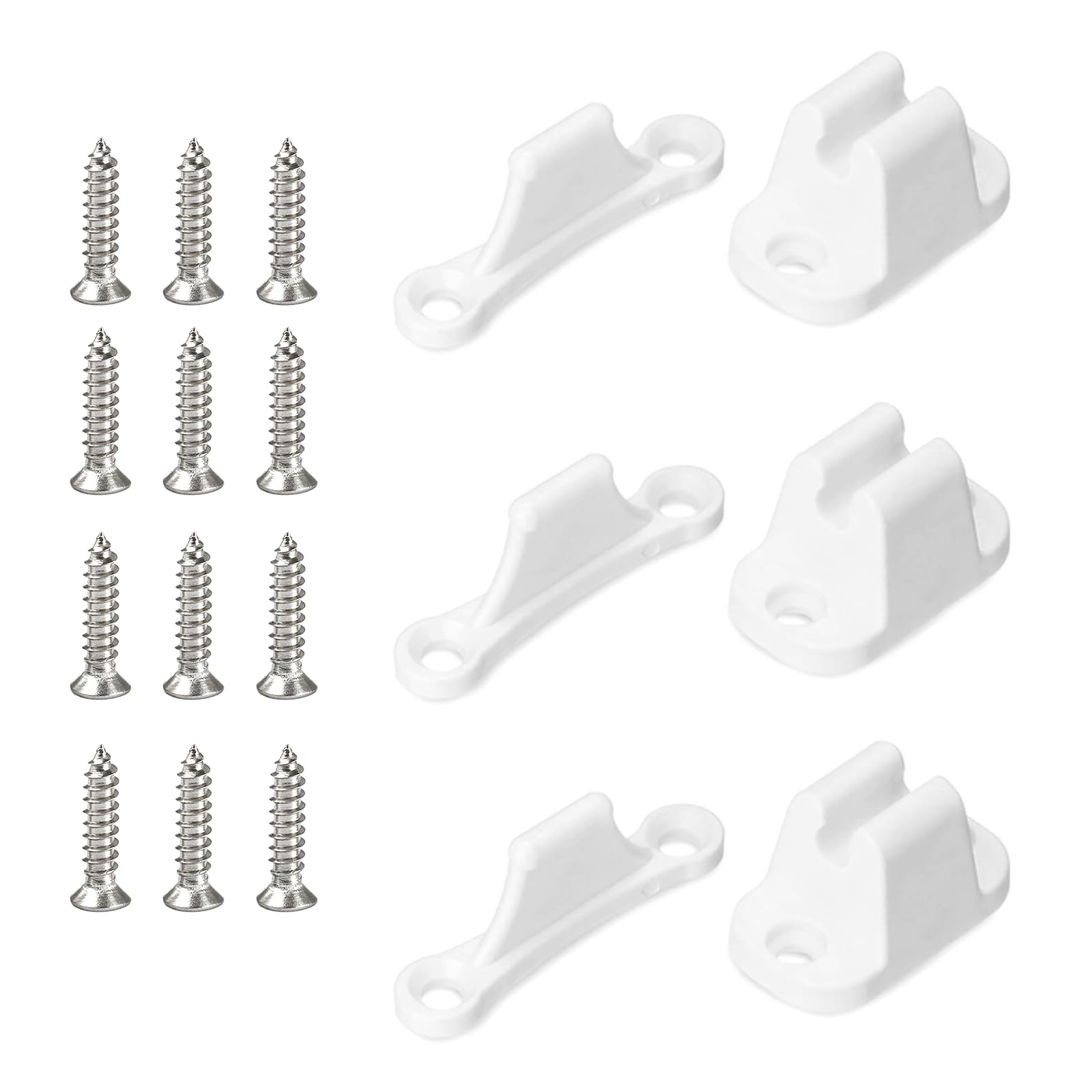 Pack of 3 Caravan Door Retainer Catch Plastic Locker Retainer Catch with 12 Screws Motorhome Accessories Door Stop Retaining Catch for RV Caravan Boats (White)