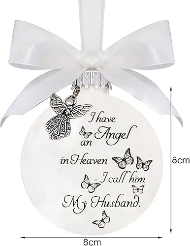 Miniatura 6 de Angel in Heaven - Adorno conmemorativo de Navidad, bola de memoria de plumas, regalos de condolencias por la pérdida de papá