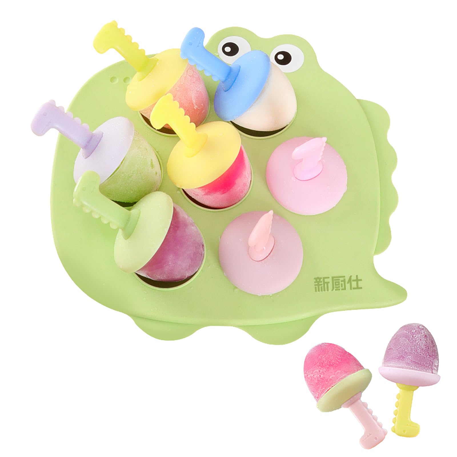 Silicone Popsicle Mold Ice Pop Mold 7-cavity Ice Cream Molds Non-BPA Easy-Release Popsicle Molds with Sticks Homemade Ice Popsicle Maker for Party Yogurt Juice