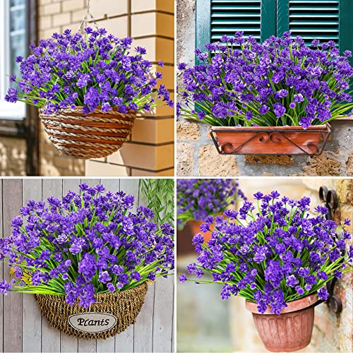 Image of AmyHomie 20 PCS Artificial Flowers for Outdoors, UV Resistant Fake Plants
