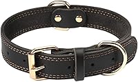 Vista 15 de Collar de perro de cuero genuino, collar de perro ancho resistente para perros pequeños, medianos, grandes y extra grandes