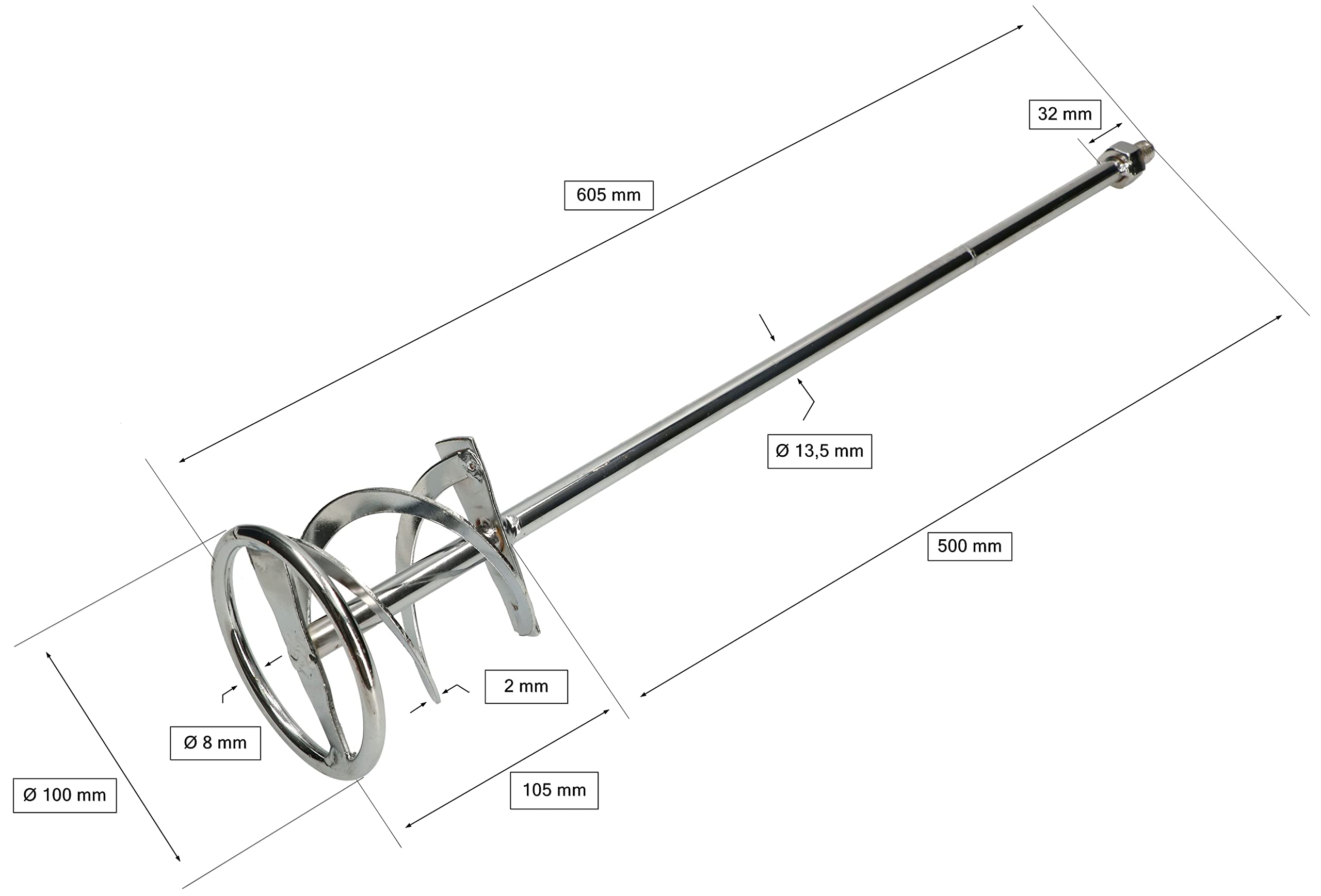 KOTARBAU® Miscelatore per malta a spirale, 100 mm, filettatura M14, per cemento, intonaco, colori, cestello di miscelazione, agitatore a chiocciola, agitatore per vernice, frusta per gesso