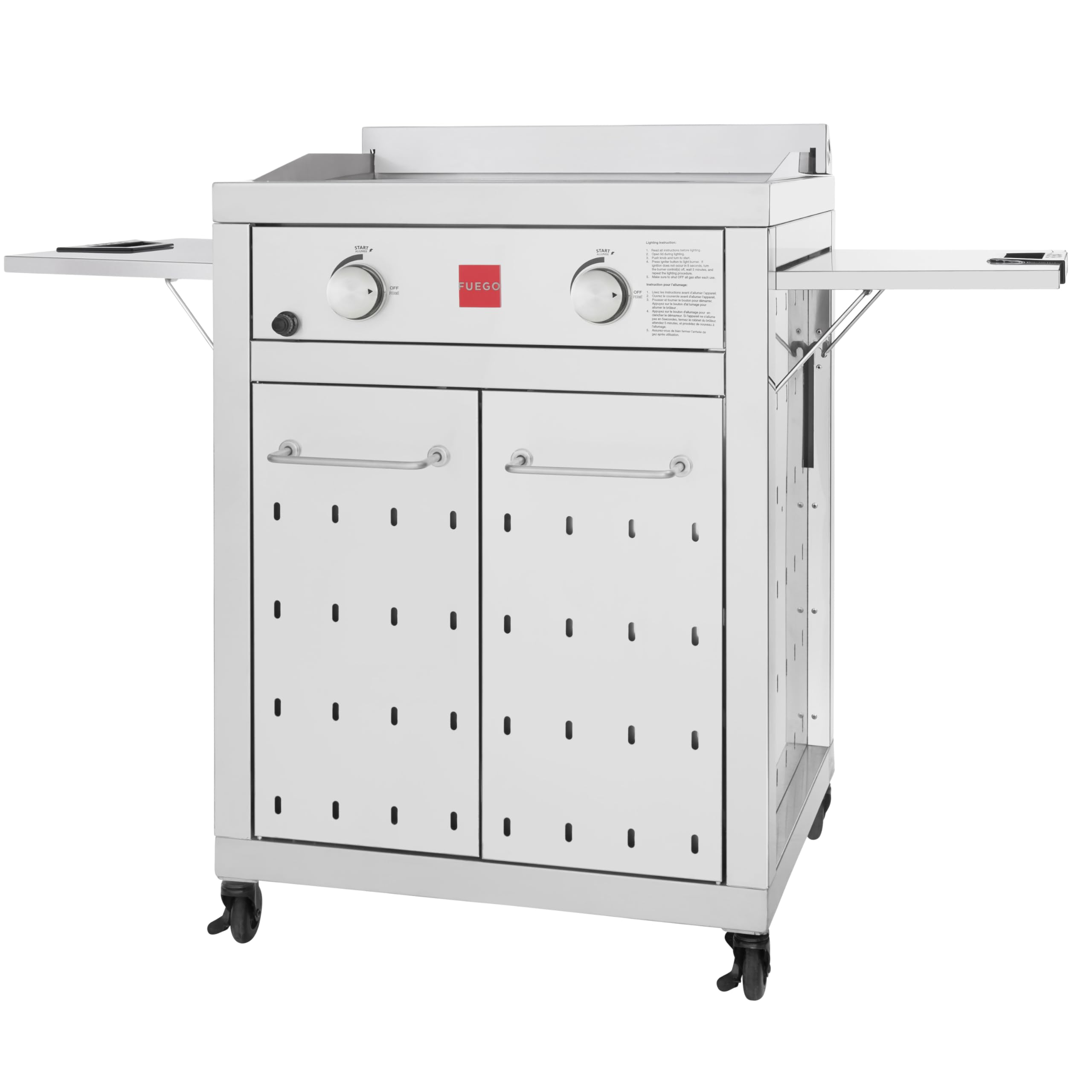 Fuego F27S-Griddle All 304SS Griddle Free Standing Gas Grill, Stainless Steel