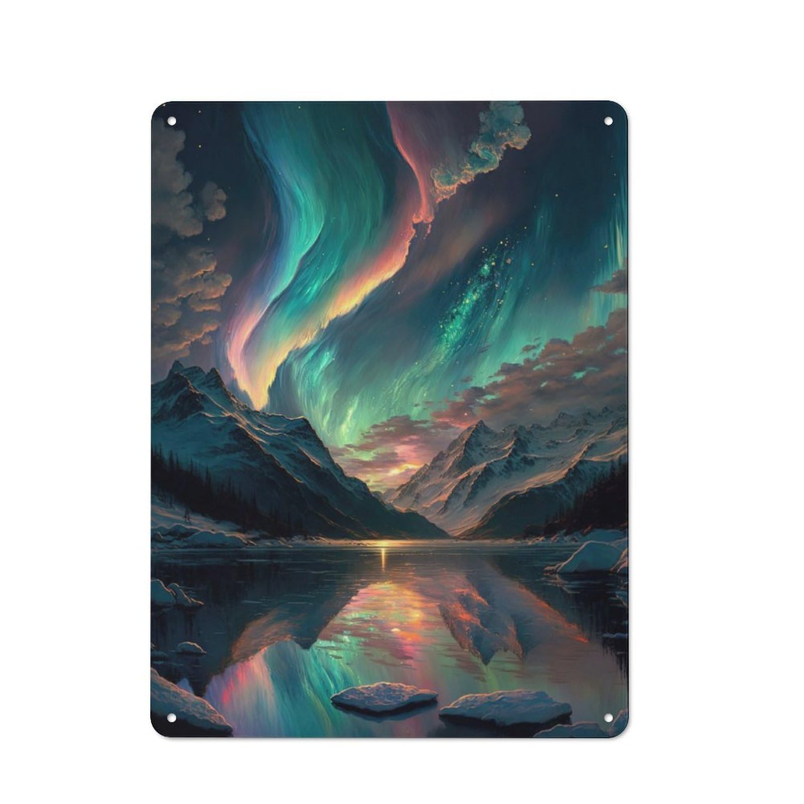 Junmoney Colourful Aurora Borealis Metal Wall Sign 40X30cm, Retro Decor For Pub Or Café, For Vintage Wall Decor Fans, For Garage And Workshop Walls