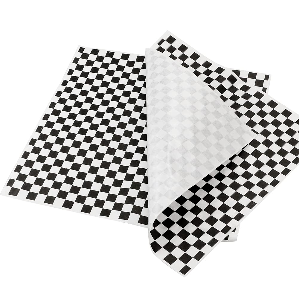 100 Fogli Di Carta Cerata A Scacchi In Bianco E Nero, A Scacchi Resistenti Al Grasso A F 489325