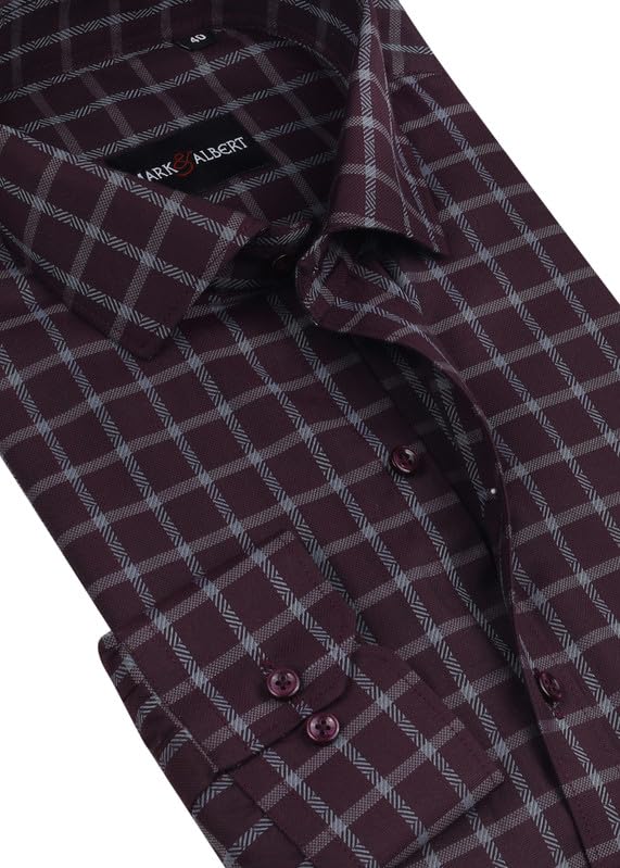 Image of MARK & ALBERT 100% Cotton Full Sleeves Regular Fit Formal Shirt for Men Blue
