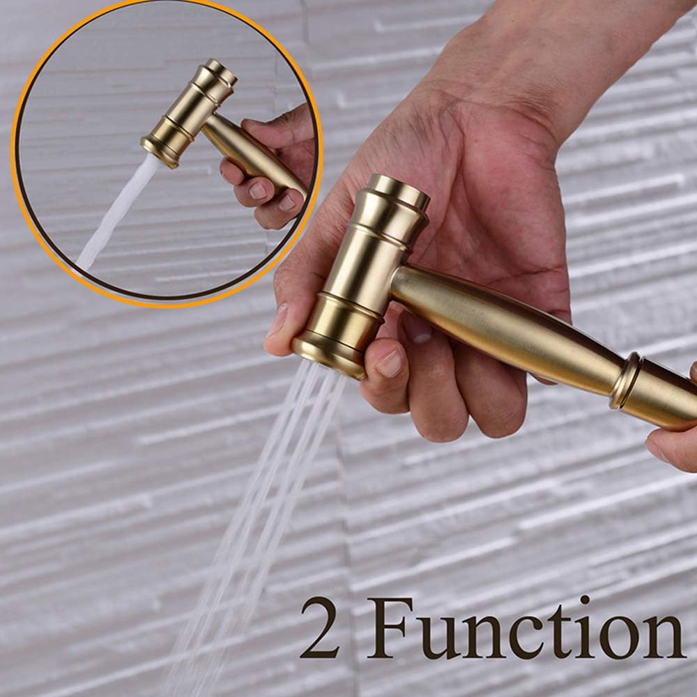 Bidet Sprayer for Toilet Dual Function Cloth Diaper Washer Set Brass Wall Mounted Hand Held Bidet Spray Kit with Shower Hose, Cold and Hot Water for Personal Hygiene,Brus-Black-A