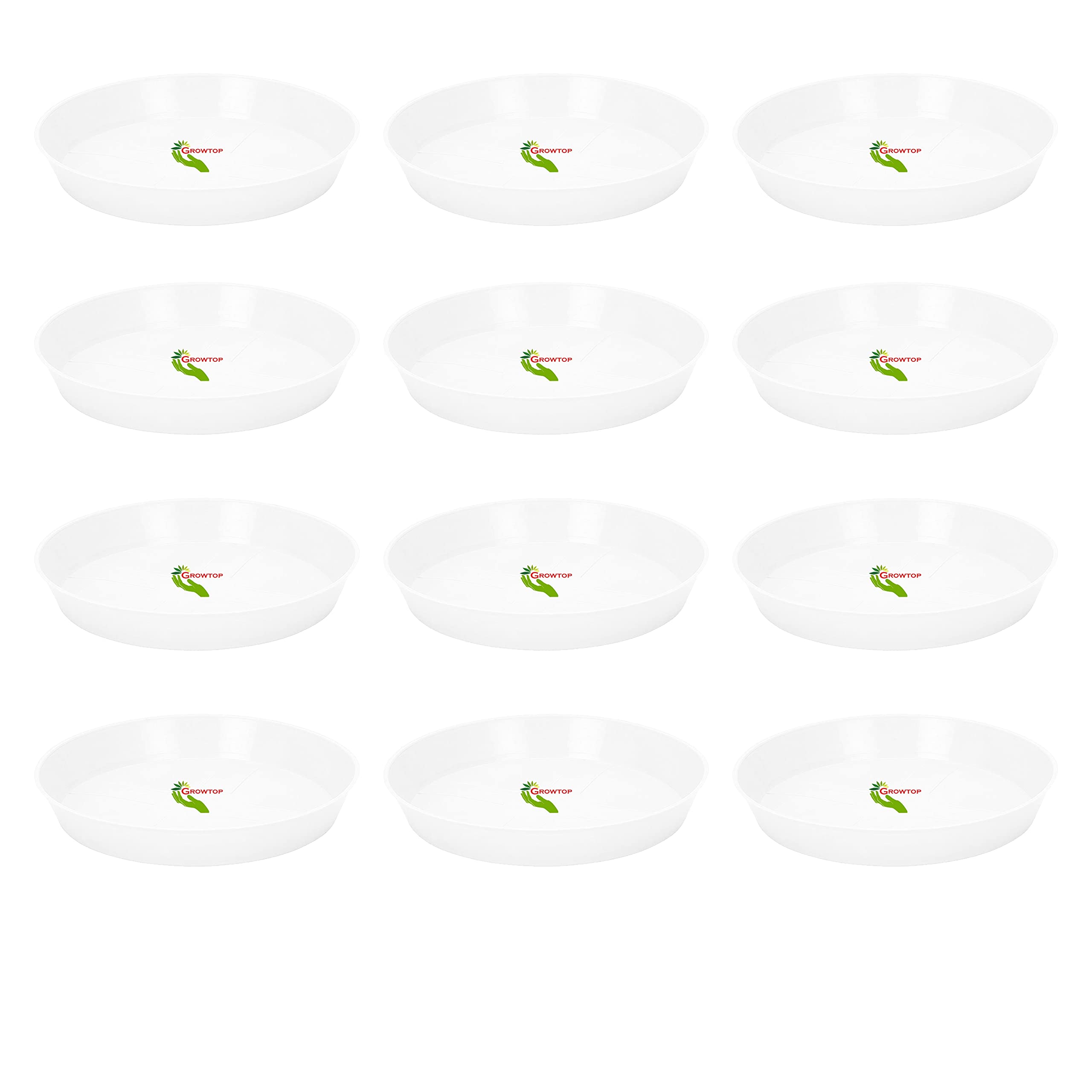 GROWTP Round Bottom Tray (Saucer/Plate/Base) for Garden, Flower & Plant Pot & PLANTERS (8 INCH - 12 PCS, White) (B097P7QBZG) Amazon Price History, Amazon Price Tracker