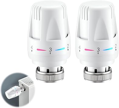 2 Pcs Thermostatic Radiato Head Universal M30 x 1.5 TRV Smart Radiator Thermostat Radiator Valve Replacement Head Automatical Temperature Control Heating System for Home Office