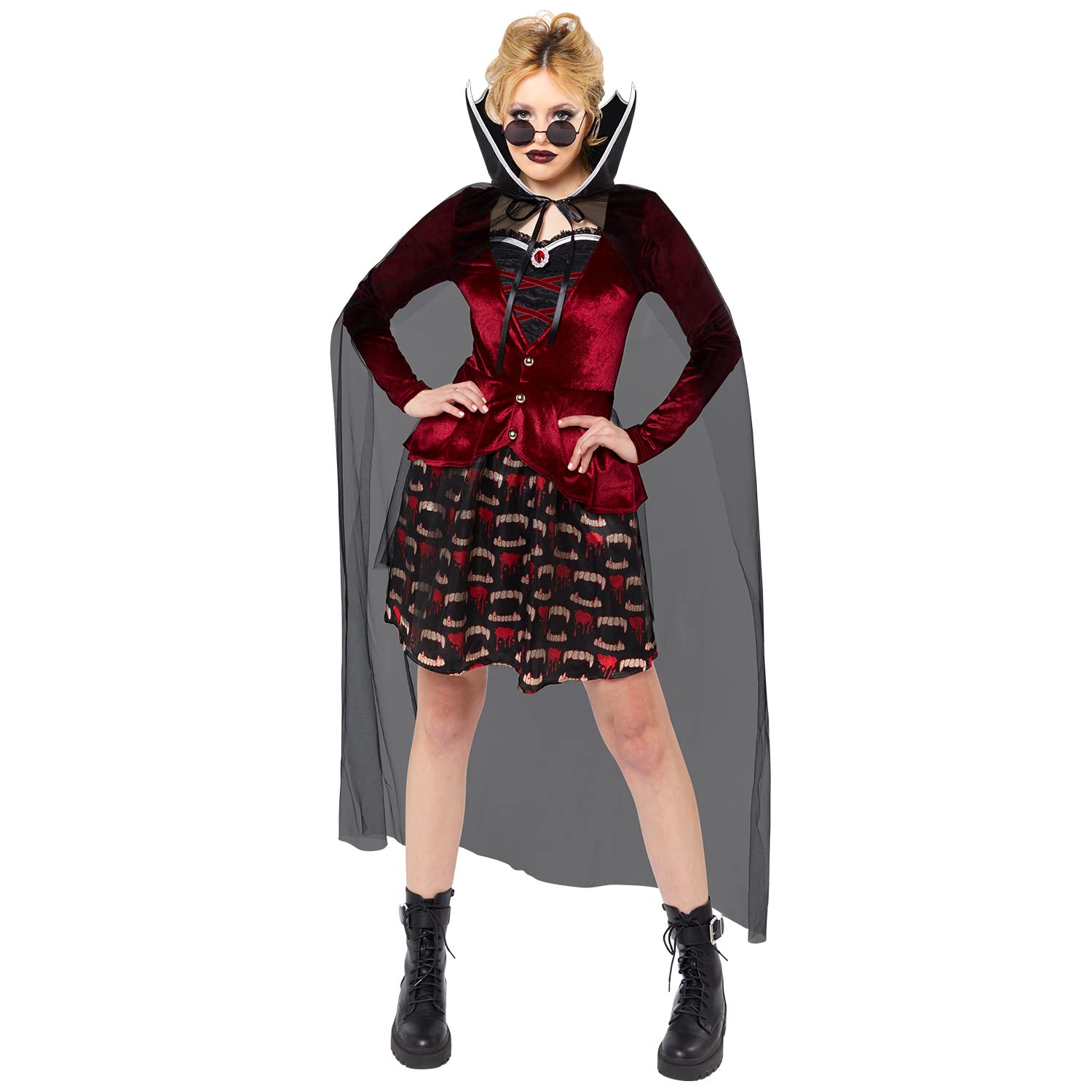 amscan 9917912 - Adults Midnight Vampiress Lady Fancy Dress Gothic Halloween Costume Ladies Women