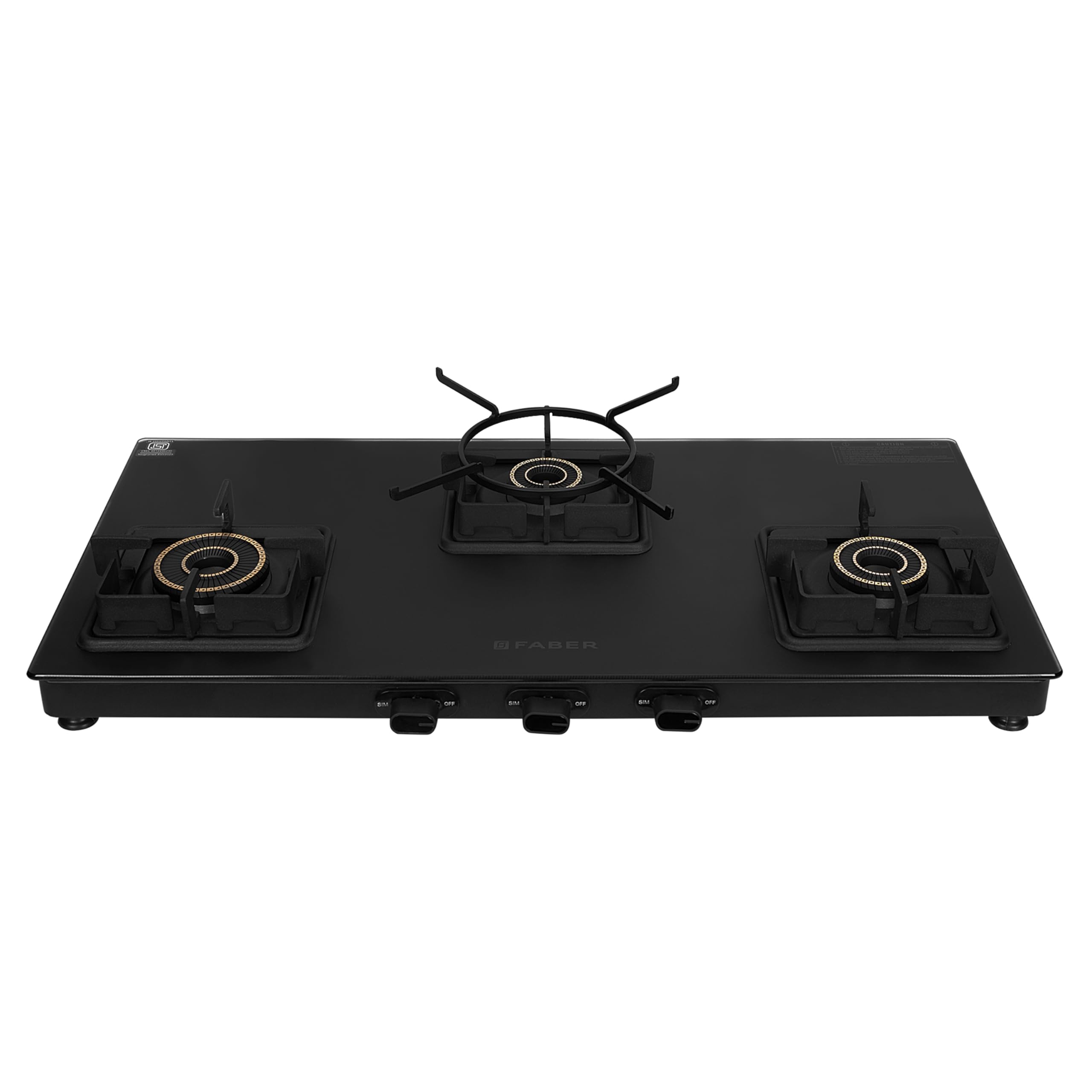 Faber Blossom Black Matt Glass Finish Cooktop|3 Brass Burners-Jumbo, Medium & Small |Manual Ignition|Heavy Pan Support With ABS Knobs| 5Yr Warranty on Glass & Burners by Faber|Cooktop Blossom3BB BK CI-image-11