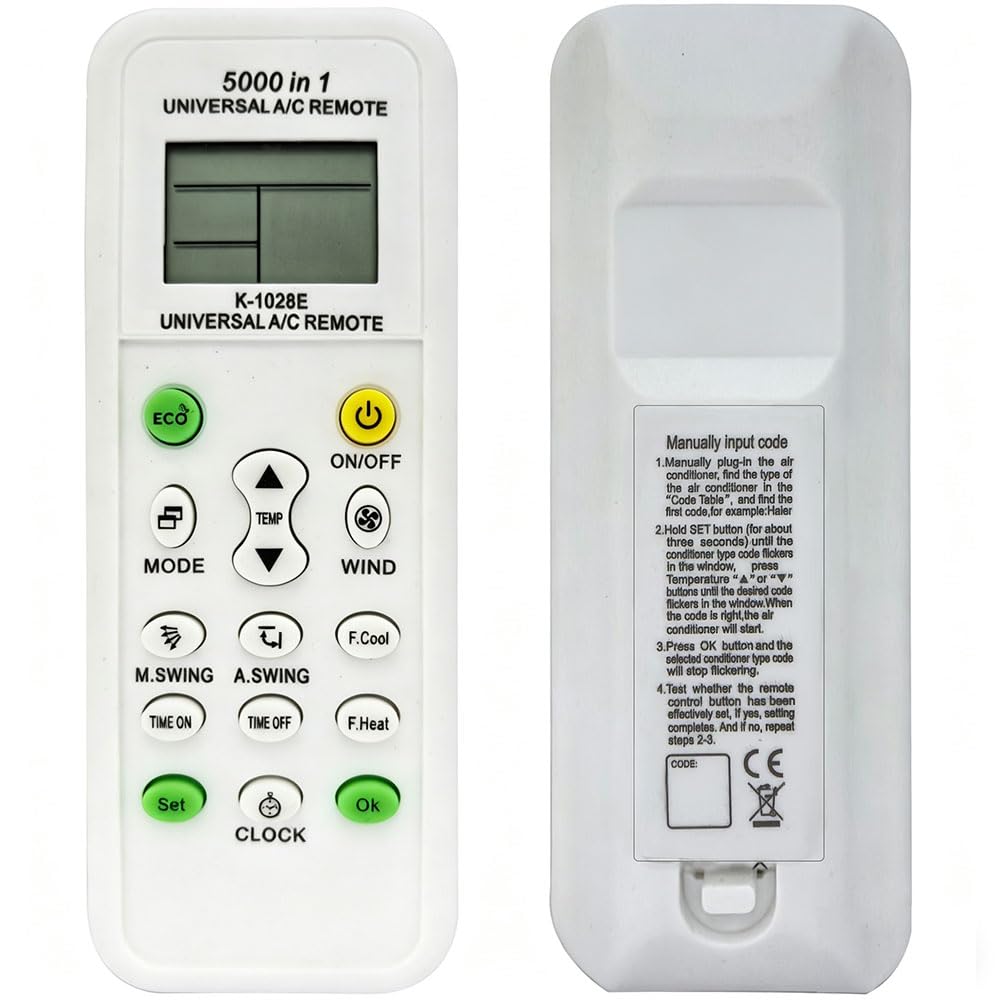 Télécommande universelle AC 5000 en 1, remplacement direct pour LG, Haier, Samsung, Midea, Toshiba, Fujitsu, Daikin, toutes les grandes marques de climatiseurs avec écran LCD