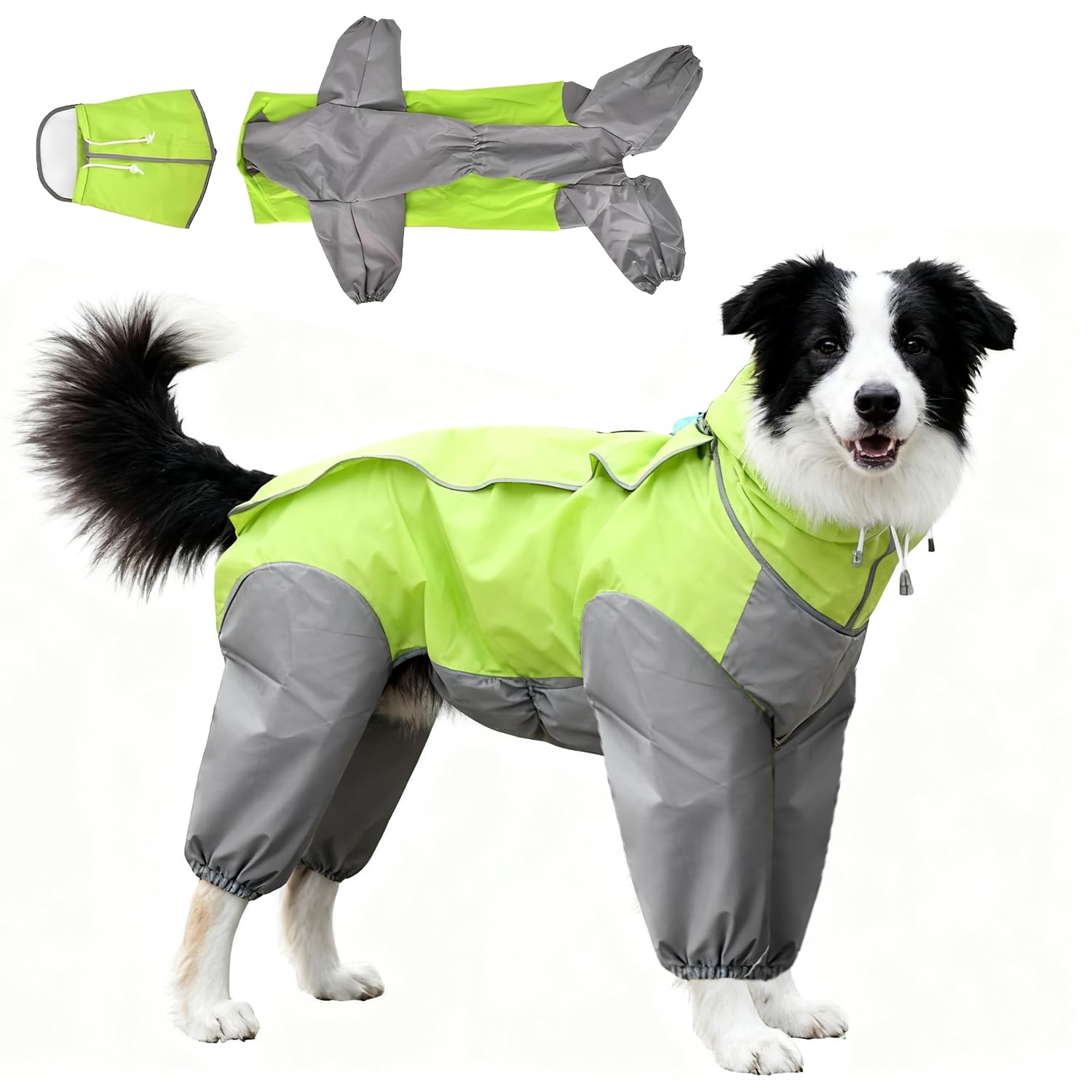 Cappotto Impermeabile per Cani con Cappuccio, regolabile Poncho impermeabile per cani giacca antipioggia leggera per animali ad asciugatura rapida per Cane Taglia Media/Grande 26, Verde