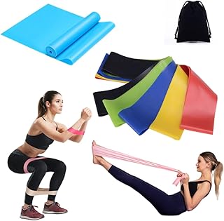 Kit 1 Elástico Thera Band + 5 Faixas Mini Band Para Exercício Funcional Corpo Todo Alongamento Musculação Reabilitação Em Casa Academia Ar Livre + 1 Bolsa Para Armazenamento [KRV Magazine]