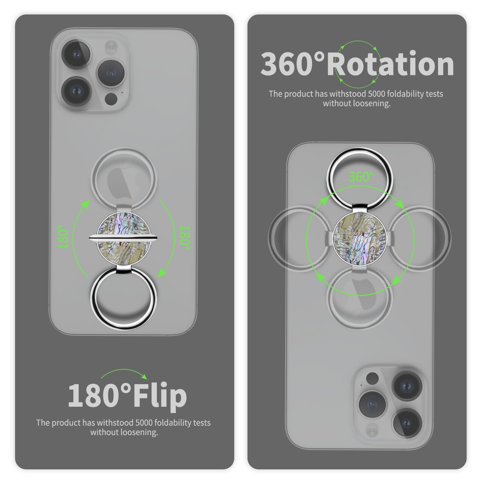 GVIEWIN Anneau De Support Magnétique Pour Téléphone Compatible MagSafe - Support Réglable 360° Avec Force Puissante, Idéal IPhone 16 Pro Max/15/14/13/12 (Gris Métallique)