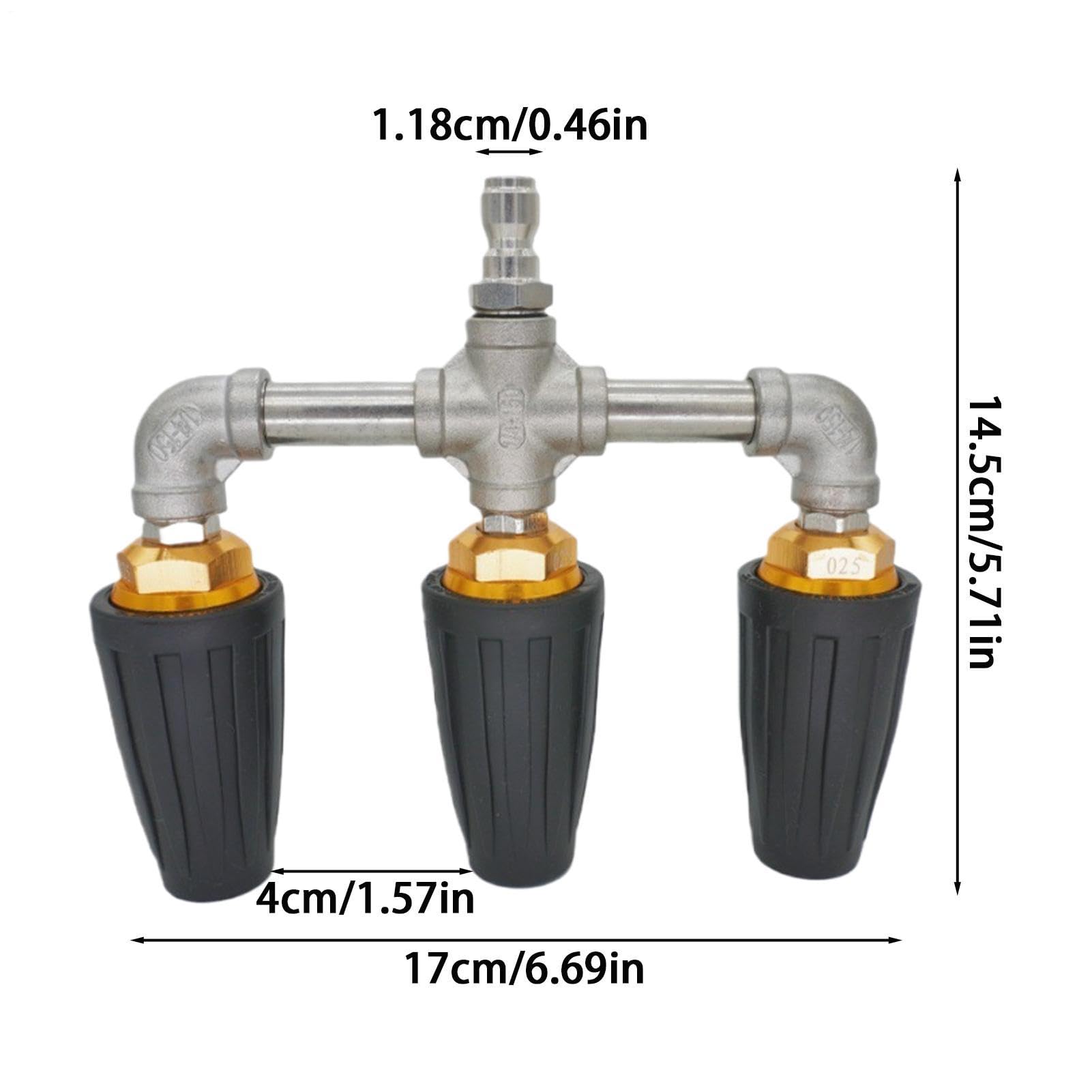 Potrójna Dysza Do Myjki Ciśnieniowej 275 Bar Obrotowa 360 Stopni | Końcówka Turbo Myjki Ciśnieniowej do Podjazdu Domu Ogrodu Kostki Brukowej Ogrodzeń Ziemi Ścian Tarasu