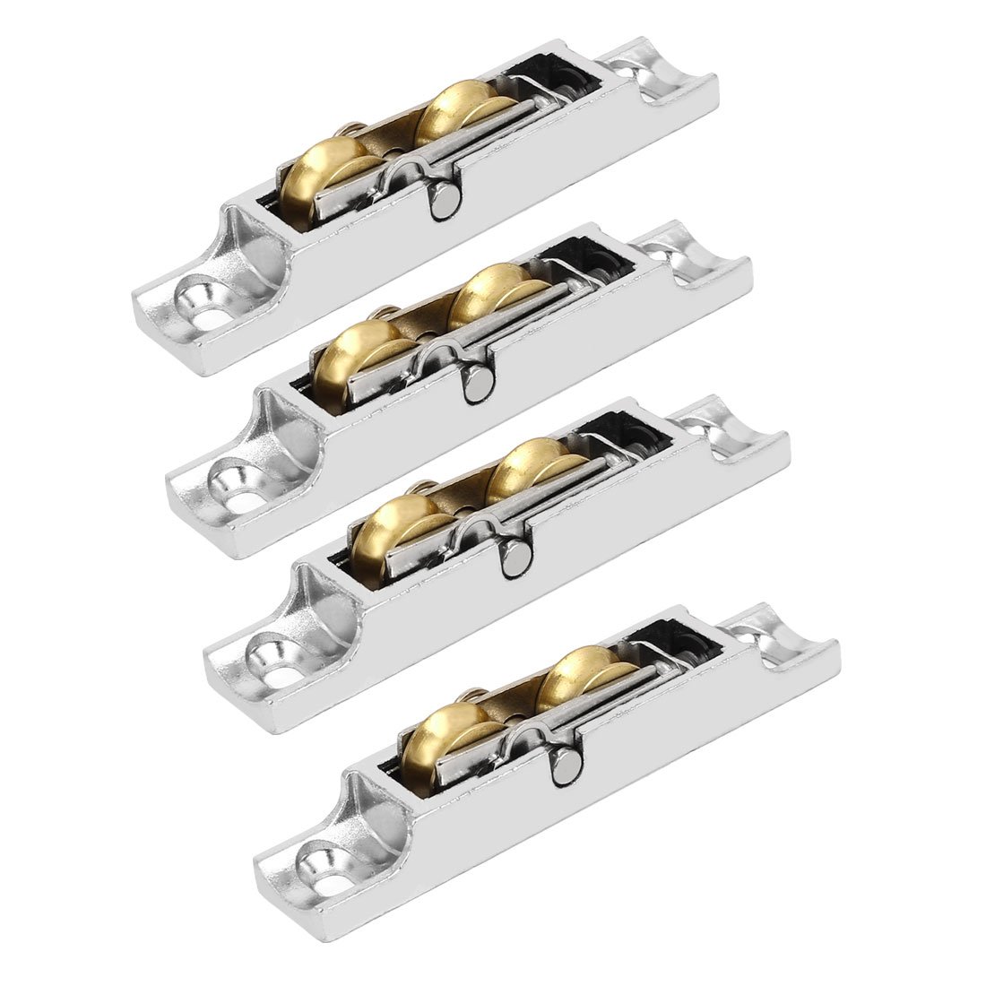 Sourcingmap 81mm Length 14.5mm Dia Double Rollers Sliding Window Sash Pulley Wheel 4pcs, Silver