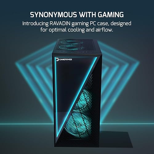 Miniatura 2 de GAMEPOWER Ravadin ATX Infinity ARGB - Carcasa para computadora de juegos de vidrio templado con 3 ventiladores ARGB, con fuente de alimentación de