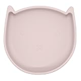 SILLYKITTY by Kushies Unbreakable Fun Baby and Toddler Silicone Plate with Suction for Baby and Toddler-Dishwasher + Microwave Safe - Pink