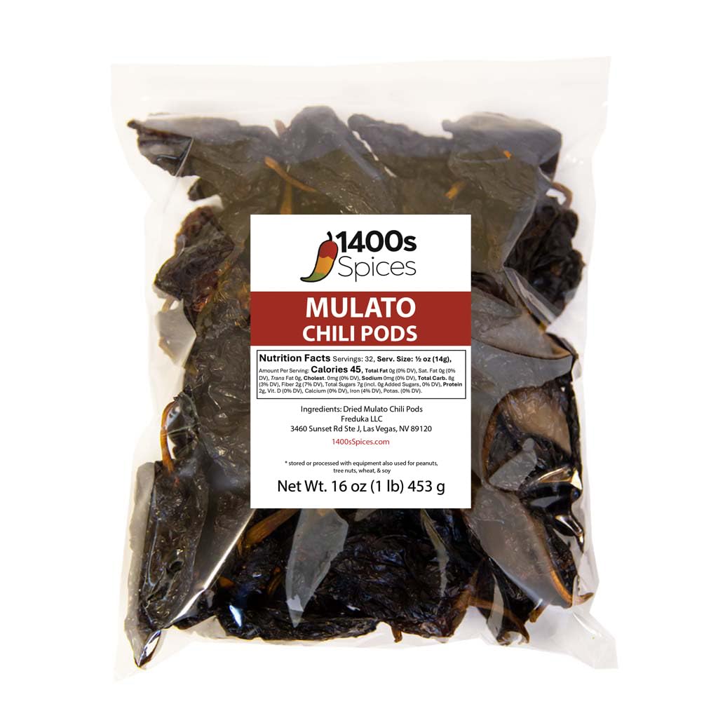 1lb Mulato Chile, Fully Mature Poblanos, Dried Chili Peppers for Cooking by 1400s Spices…