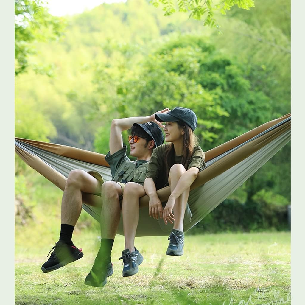 Outdoor Hammock Anti-Rollover Travel Camping Portable Hammock Hanging Chair Outdoor Portable Camping Travel Equipment (Color : Brown, Size : 270 * 140cm)