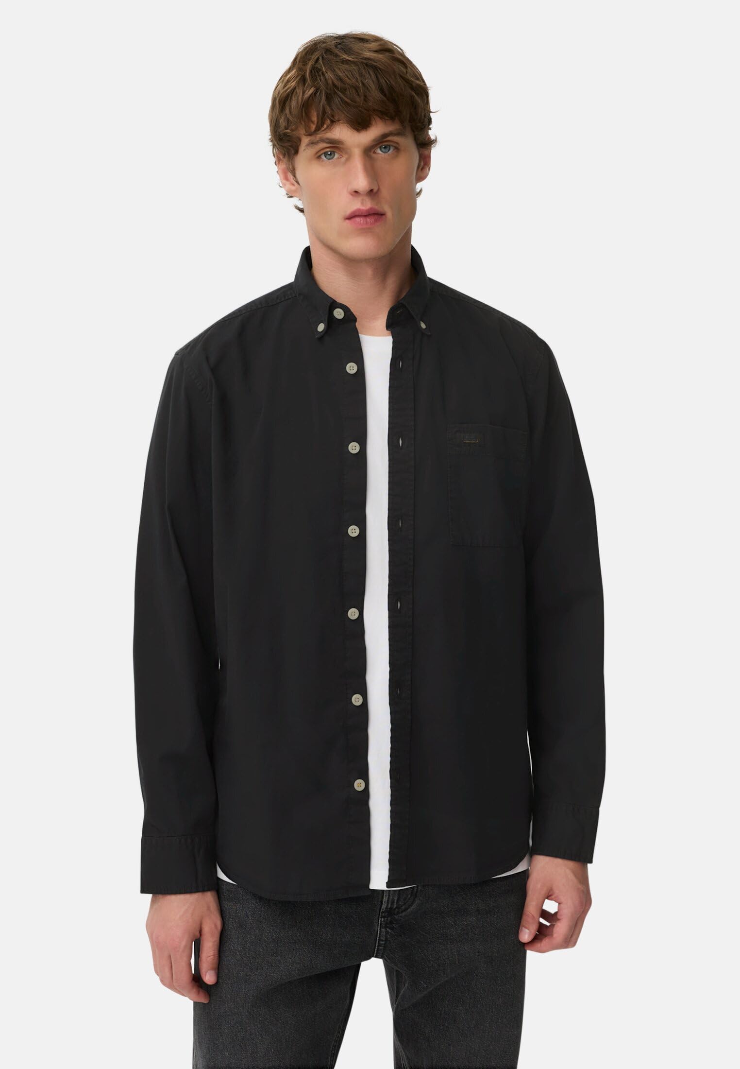 camel active Herren Langarmhemd mit Button-Down Kragen