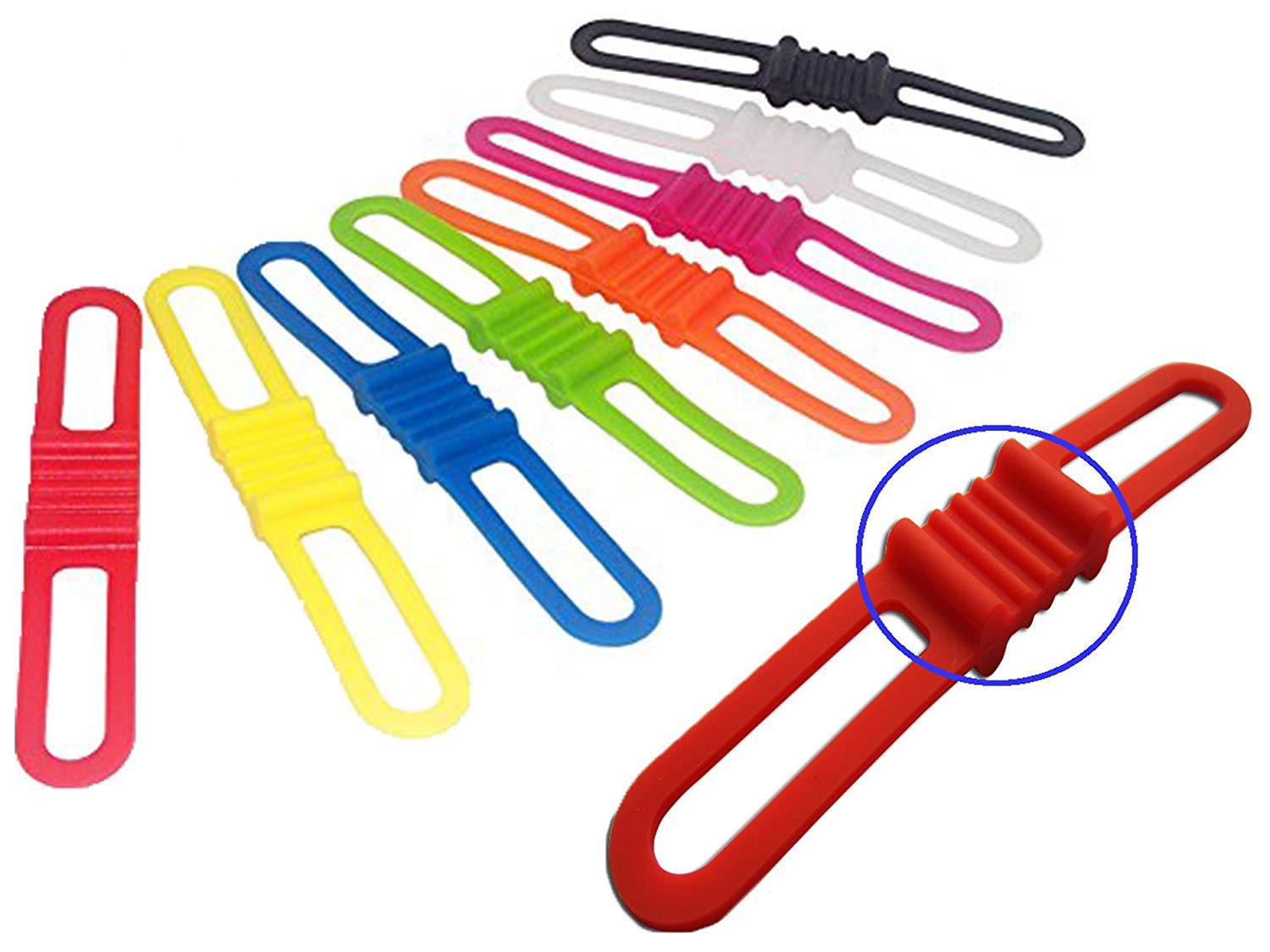 KWJOY 8 Pcs Silicone Bike Holder Band Bike Mountain Bicycle Cycling Cycle Bike Holder for Phone Torch Light Pump iPod Water Bottle Strap Band- Multi Colors