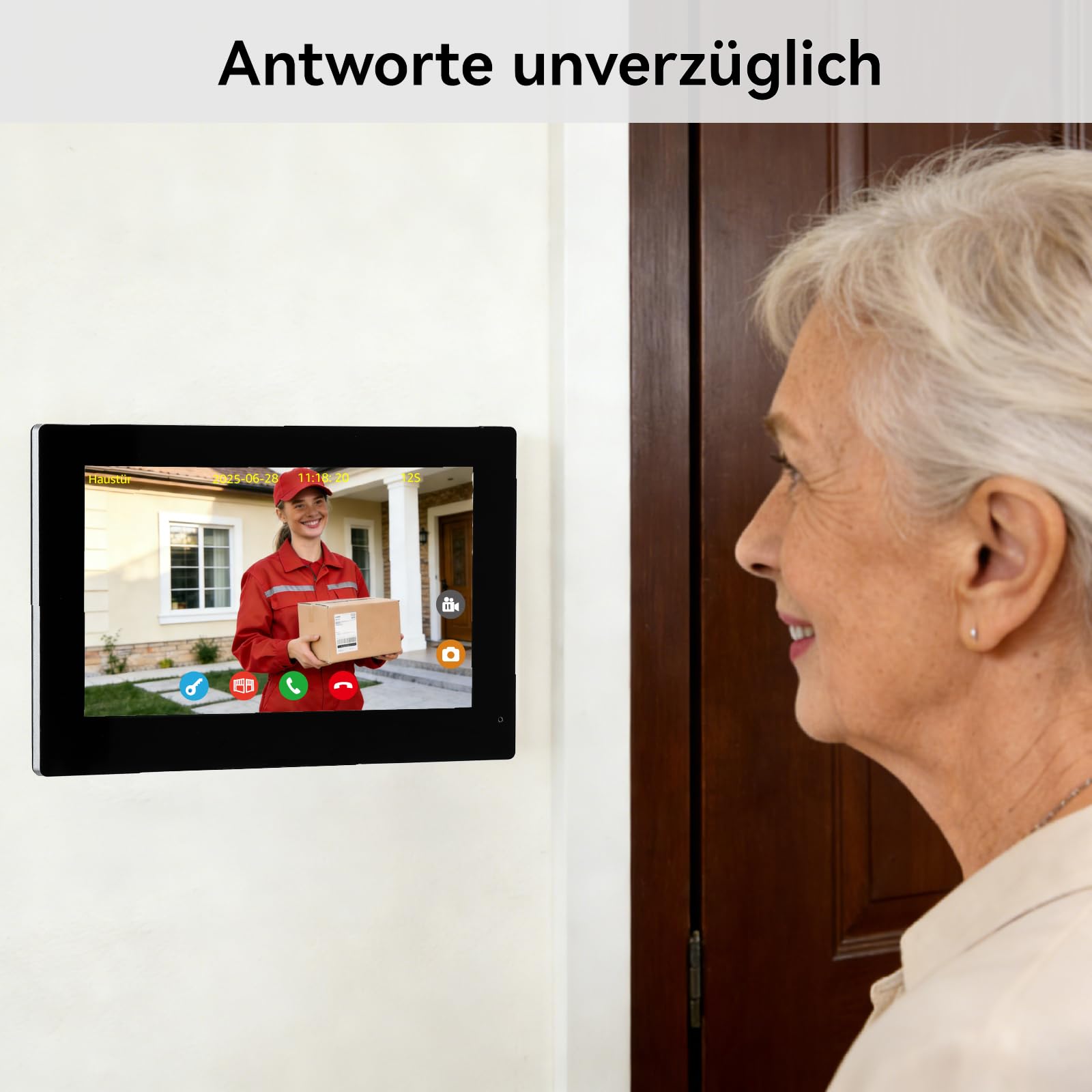 WiFi 2-Draht-Video-Gegensprechanlage, Video-Türklingelkamera mit Monitor, Vollmetall-1080P-Kamera, 7-Zoll-Touchscreen,Videoaufzeichnung, Fernentriegelung für Smart Home