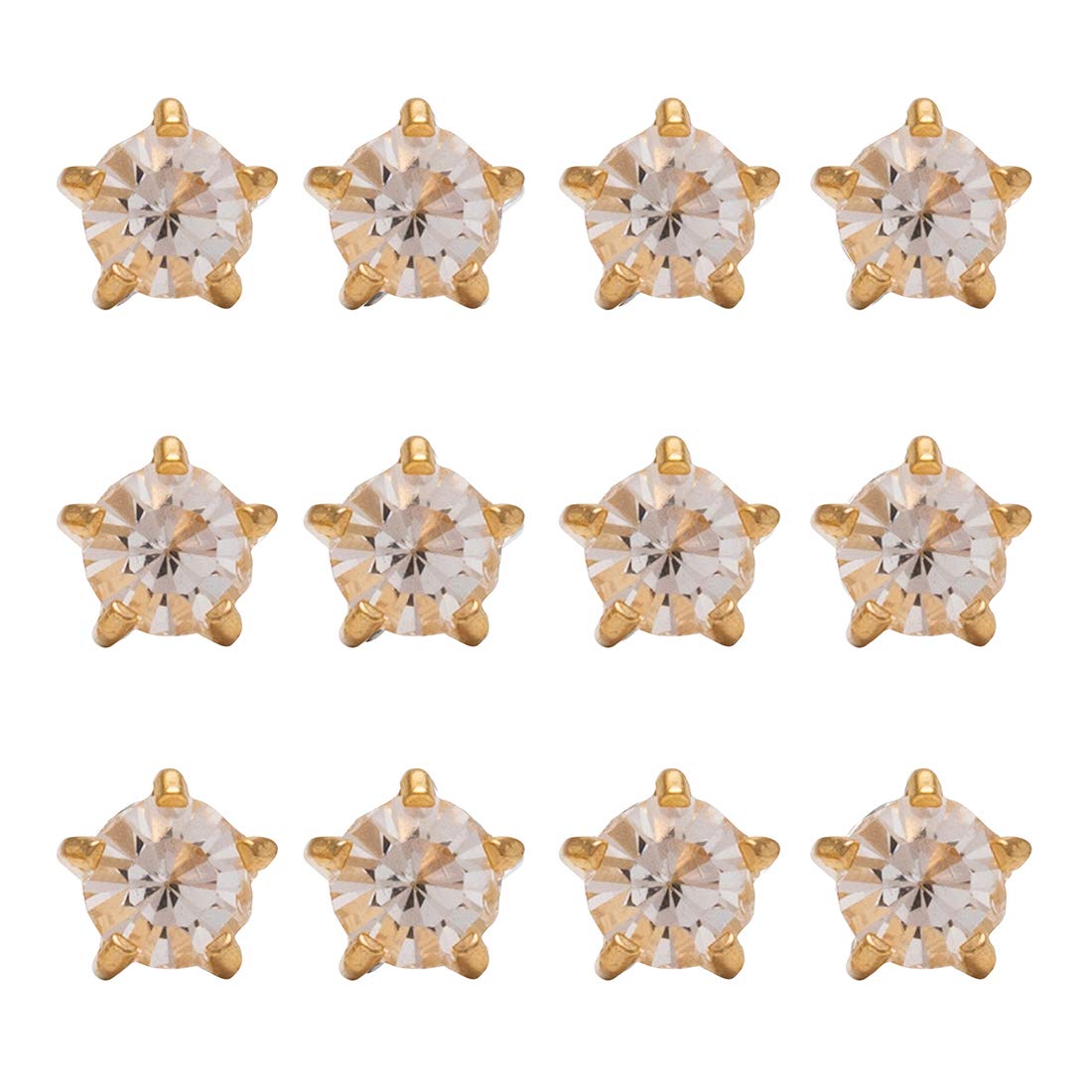 2MM April – Crystal 24K Pure Gold Plated Piercing Ear Stud (12 Pair) | Ideal for every day wear (B097794QY1) Amazon Price History, Amazon Price Tracker