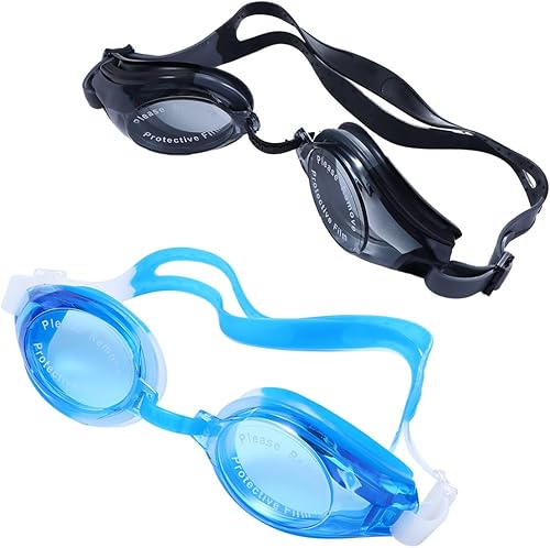 Leadigol Gafas de natación unisex para adultos, gafas de natación, gafas de natación de silicona con tapones para los oídos, paquete de 2 gafas de