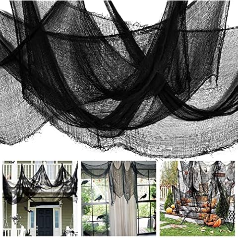 Wonlonda Halloween Decorations Creepy Cloth 3 Pack 200 x 76CM Spooky Netting Gauze Cheesecloth Fake Web Halloween Sheet Decoration for Outdoor Window Party Cover
