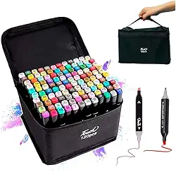 Caneta Marcador Para Colorir Desenho Profissional 36, 48, 60, 80 Cores Conjunto De Canetinhas Pontas Duplas Codificados por Cores Vivas para Desenho (120)