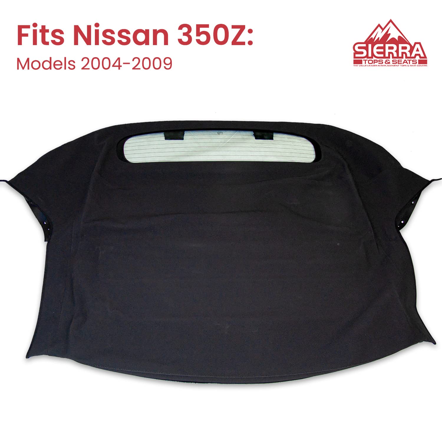 Sierra Auto Tops Replacement Convertible Soft Top with Heated Glass Window, fits Nissan 350Z models 2004-2009, Premium Grade - Stayfast Cloth, Black