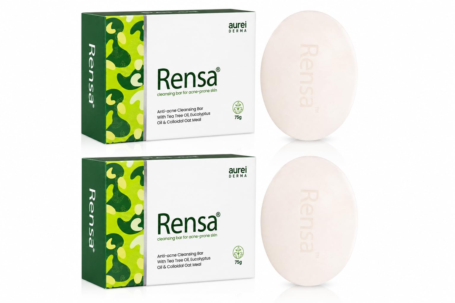 Rensa Cleansing Bar for Acne-Prone Skin | Tea Tree Oil, Eucalyptus Oil & Colloidal Oat Meal | Daily Face & Body Cleansing Bar | Suitable for Oily & Combination Skin | 75g | Pack of 2-image-12