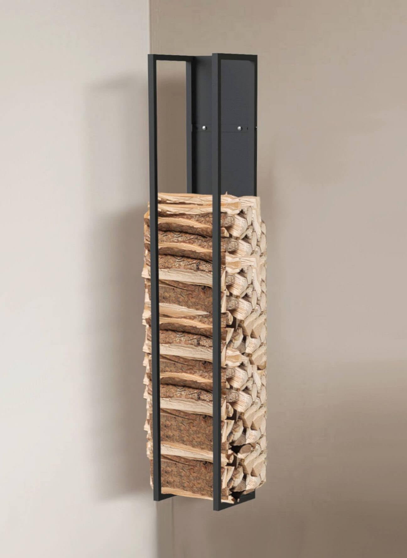 Scaffale Per Legna Da Ardere DanDiBo – Metallico Nero, 100 Cm Altezza, Con Parete Posteriore, Per Interno/Esterno, 4.2 Kg