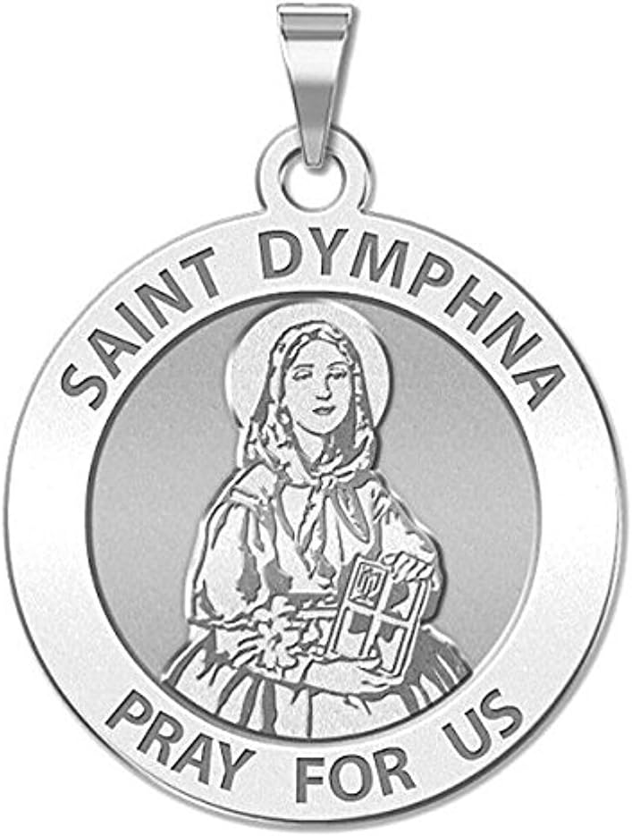 PicturesOnGold.com Saint Dymphna Round Religious Medal - in Sterling Silver and 10K or 14K Gold
