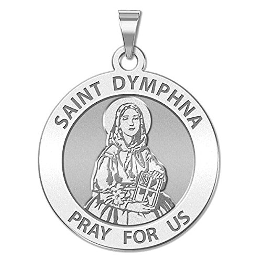PicturesOnGold.com Saint Dymphna Round Religious Medal - in Sterling Silver and 10K or 14K Gold