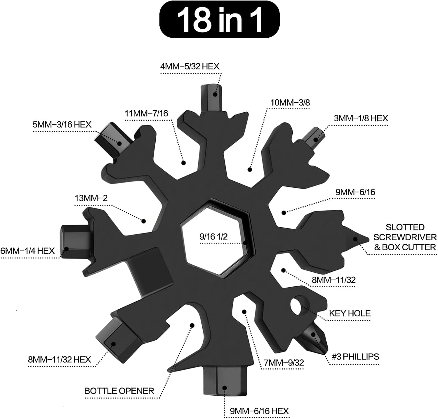 Stocking Stuffers for Adults Men Dad Gifts, 18 in 1 Snowflake Hand Tools | Mens Gifts for Christmas , Outdoors Camping Portable Bottle Opener Flat Screwdriver Kit Wrench