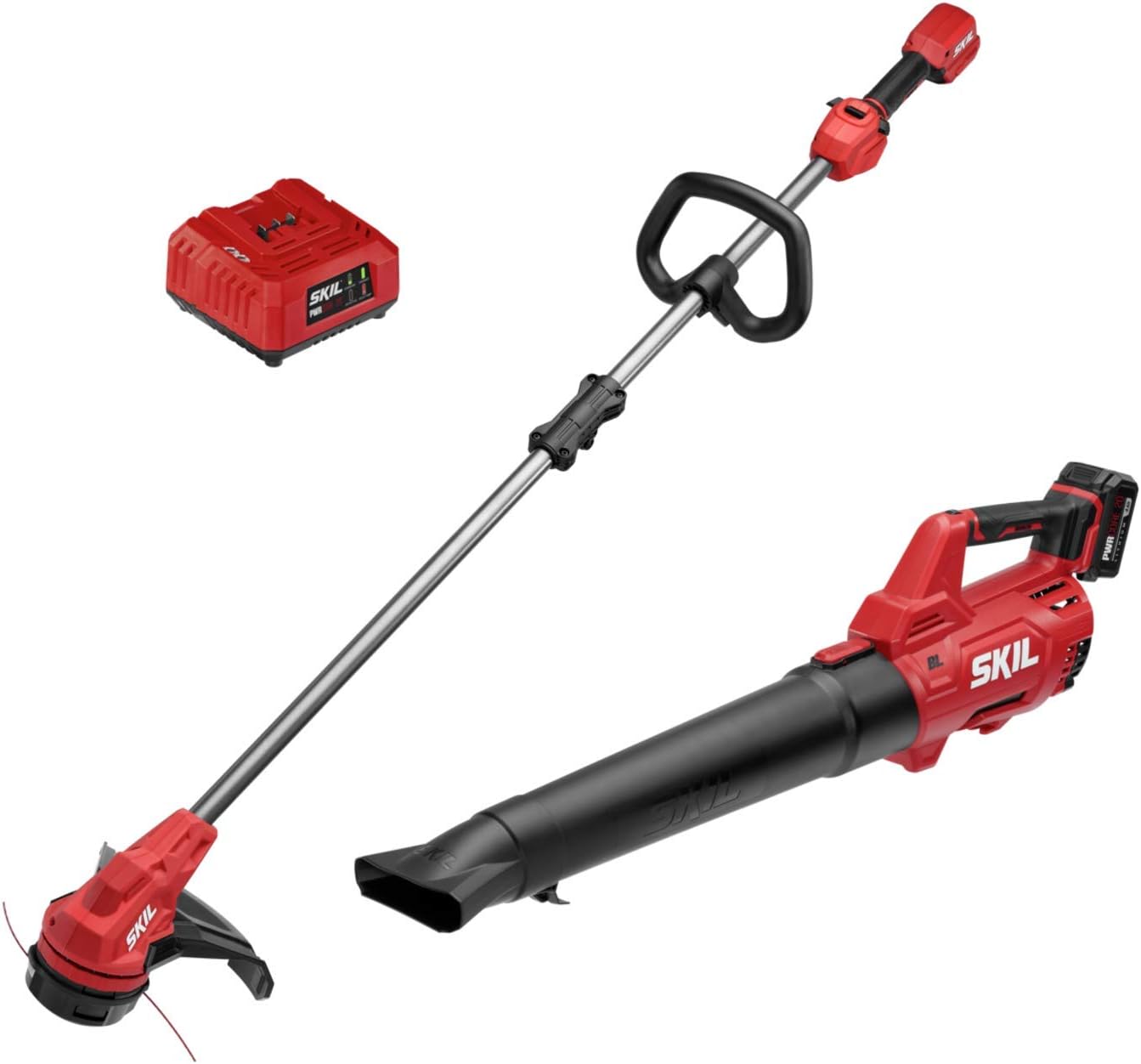 SKIL 20V String Trimmer, Leaf Blower & Pole Saw Kit with Batteries & Chargers, 13" Trimmer, 400 CFM Blower, 8" Saw