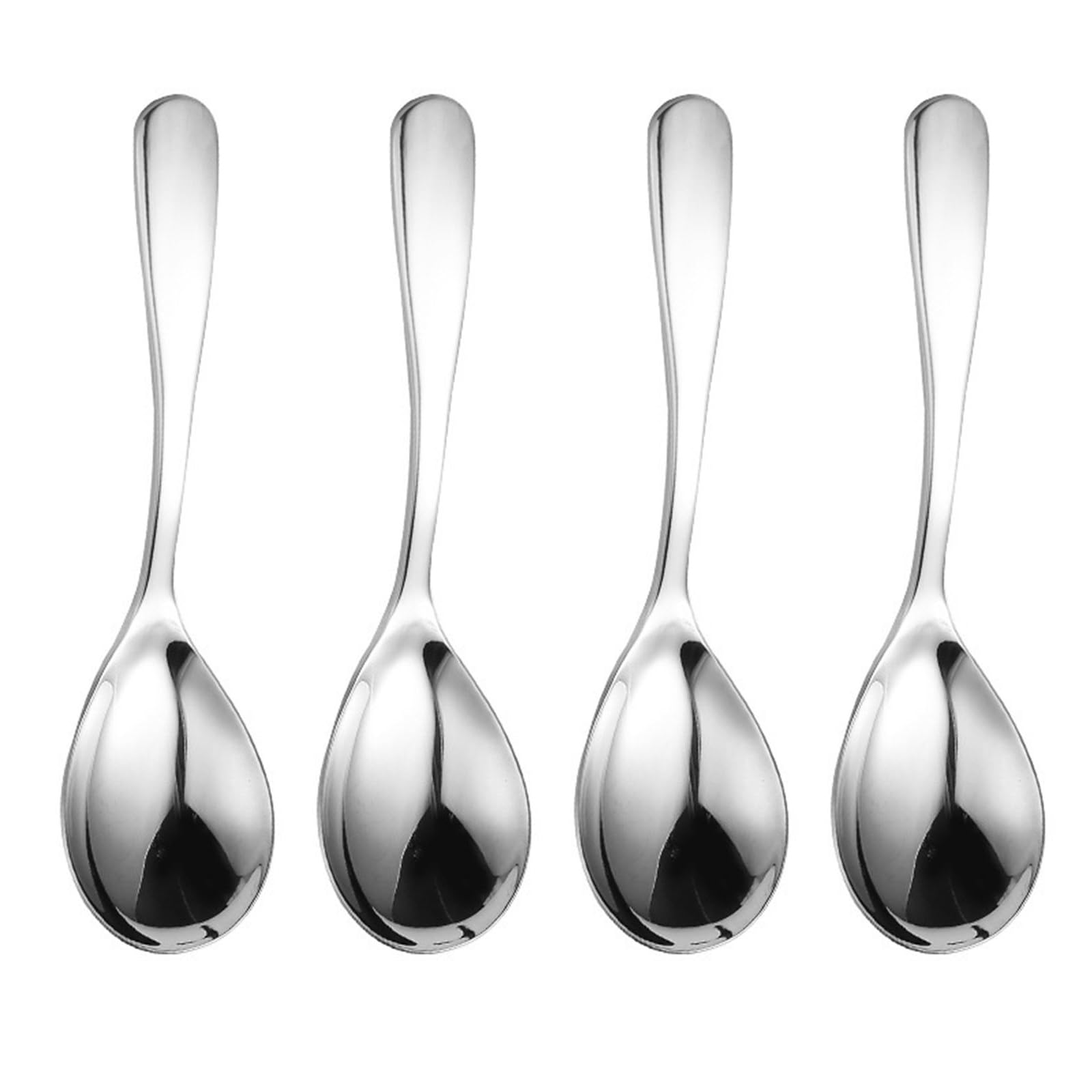 Elnwnnkc 4Pcs Stainless Steel Thick Soup Spoons Round Soup Spoon Thick Serving Spoons Cooking Kitchen Utensils Dishwasher Safe Stainsless Steels Serving