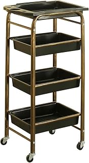 Salon Trolley Salon Storage Trolley Beauty Storage Trolley (Retro Gold Drawer) Multifunctional Professional Dyeing and Hot Barber Shop Bar Cart Mobile Roller Beauty Salon Storage Rack, Gold