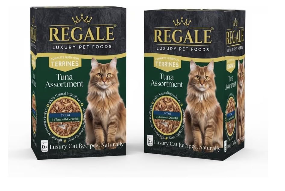 REGALE Luxury Cat Food Terrines, Tuna Assortment with Oceanfish, 100% Natural Ingredients, Slow-Cooked, 12 Pouches